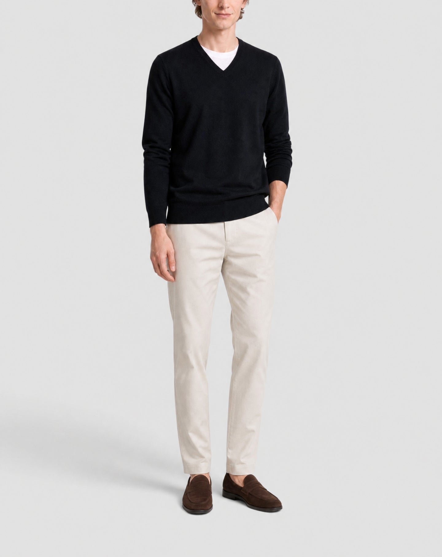 Fitted V-neck cashmere jumper - Black