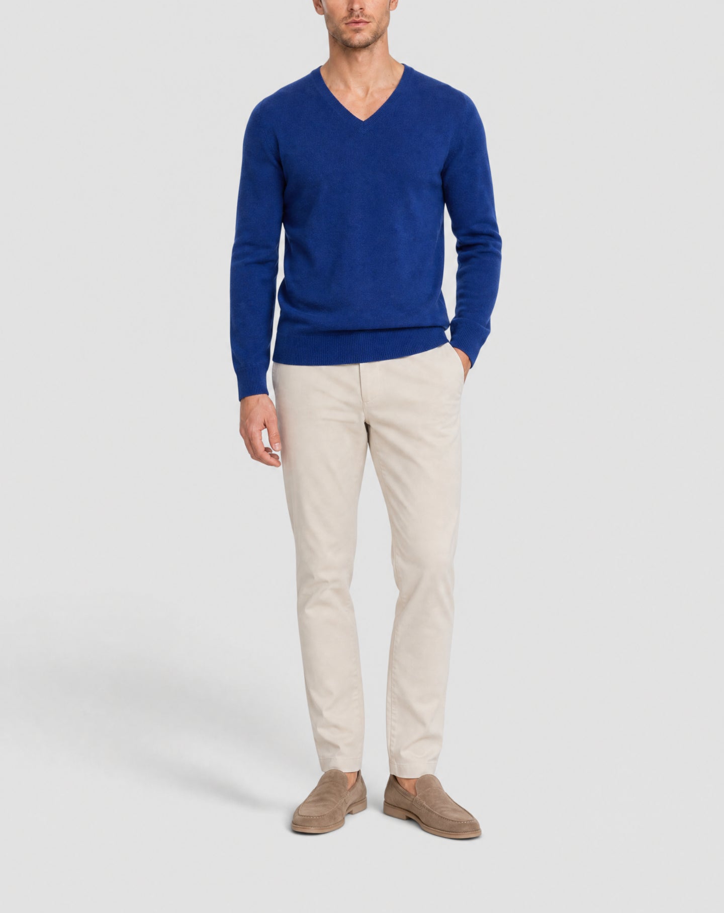 Fitted V-neck cashmere jumper - Royal