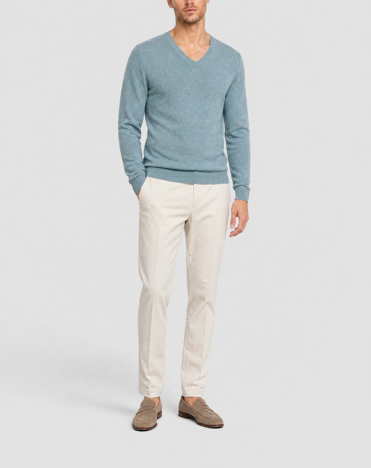 Fitted V-neck cashmere jumper - Horizon