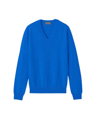 Fitted V-neck cashmere jumper - Cobalt