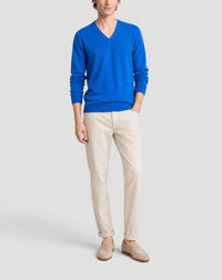 Fitted V-neck cashmere jumper - Cobalt