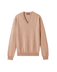 Fitted V-neck cashmere jumper - Camel