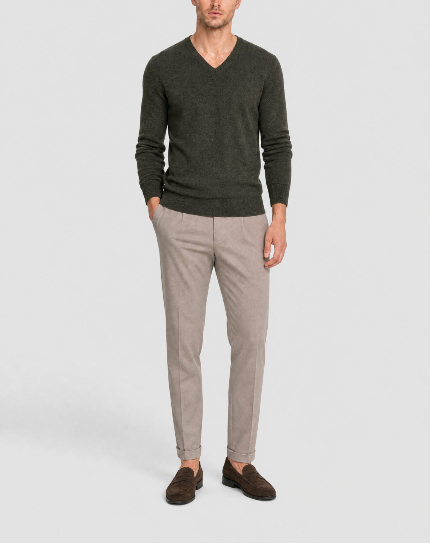 Fitted V-neck cashmere jumper - Chasse