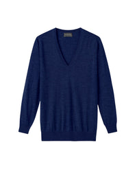 Ultra-fine, loose-fitting V-neck cashmere jumper - Royal