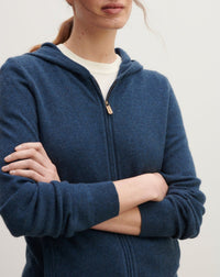 Pull à capuche zippé en cachemire -  Aizome