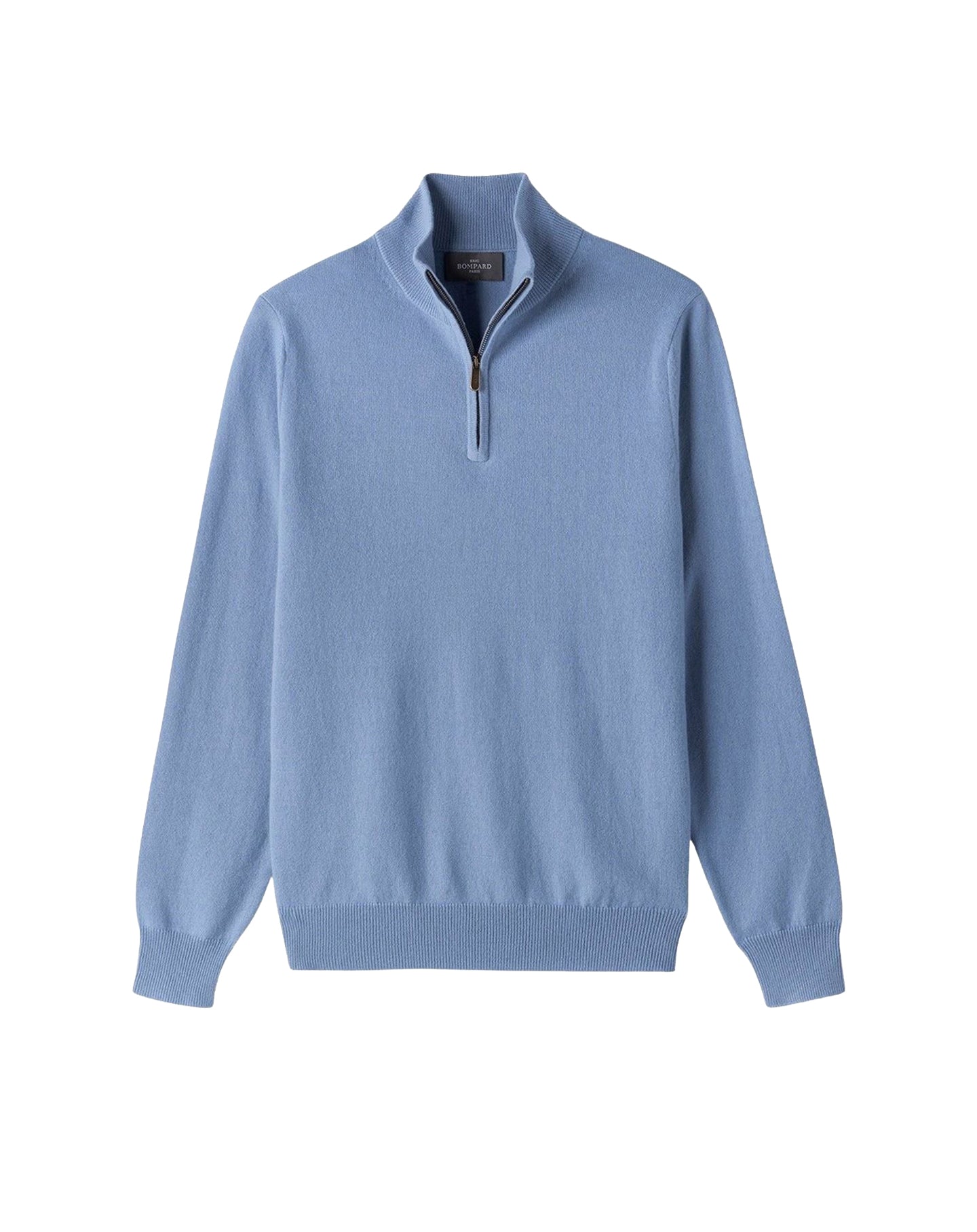 Cashmere jumper with a trucker collar - Sky