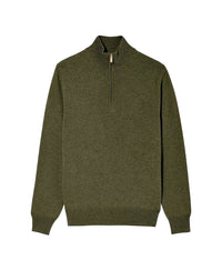 Cashmere jumper with a trucker collar - Kale