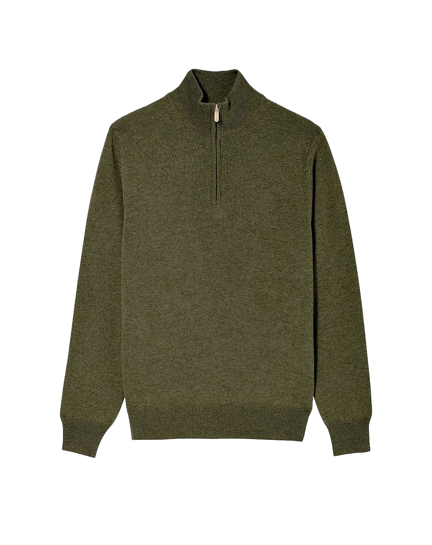 Cashmere jumper with a trucker collar - Kale