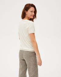 RECO70Pull V Manches Courtes Ultrafin Contemporain - Naturel