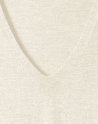 RECO70Pull V Manches Courtes Ultrafin Contemporain - Naturel