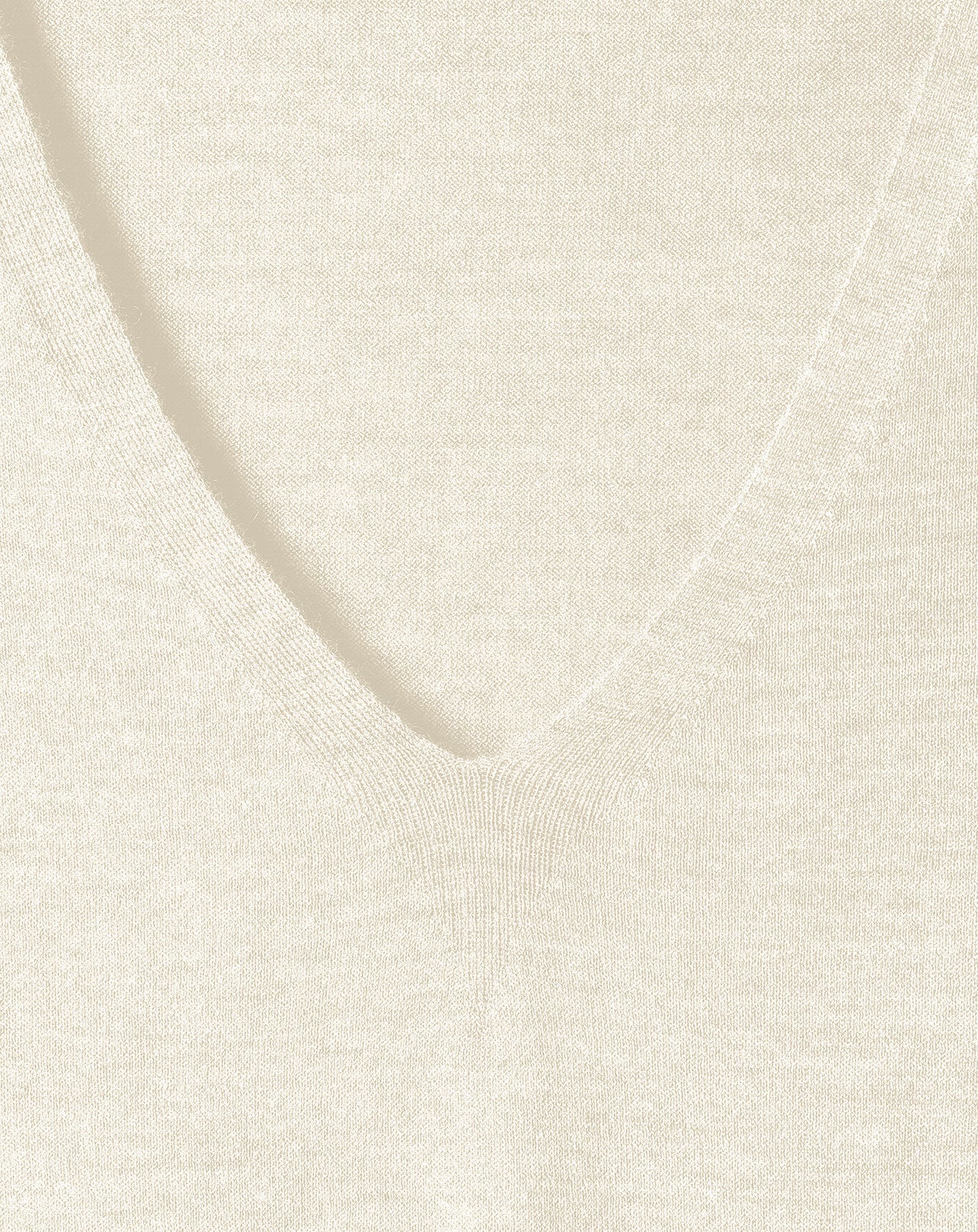 RECO70Pull V Manches Courtes Ultrafin Contemporain - Naturel
