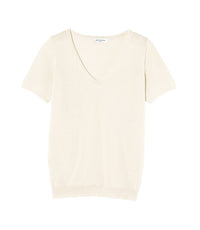 RECO70Pull V Manches Courtes Ultrafin Contemporain - Naturel