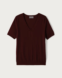 RECO70Pull V Manches Courtes Ultrafin Contemporain - Azuki