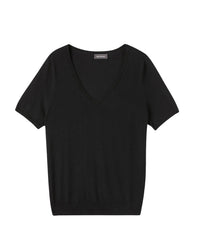 T-shirt à manches courtes ultrafin en cachemire -  Noir