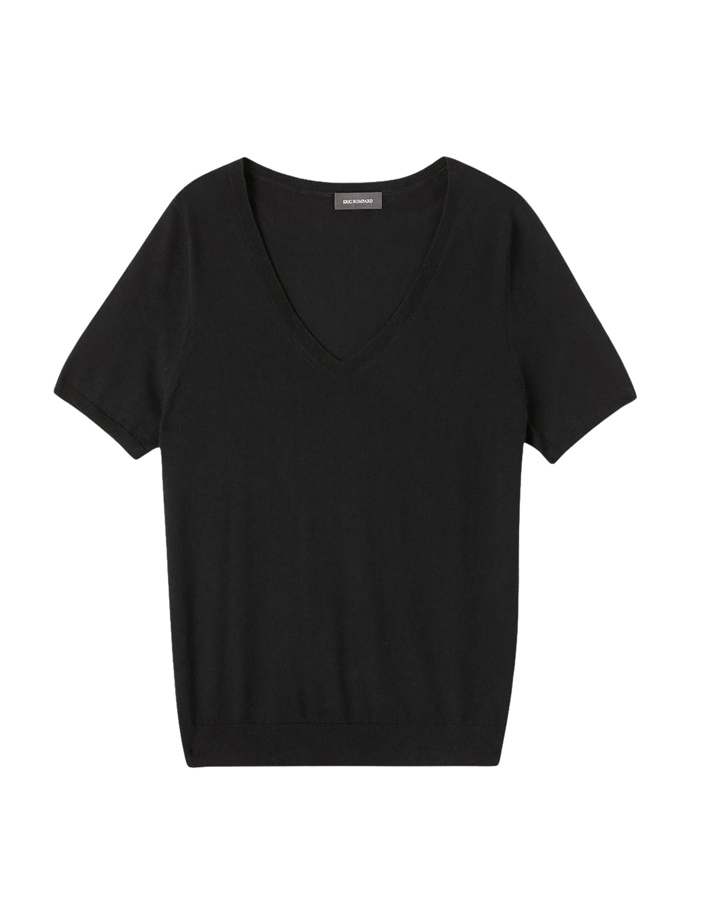 T-shirt à manches courtes ultrafin en cachemire -  Noir