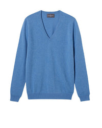 RECO110Pull Col V Classique - Bleu Kinetic Chine