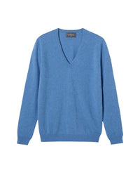 V-neck cashmere jumper - Kinetic Blue China