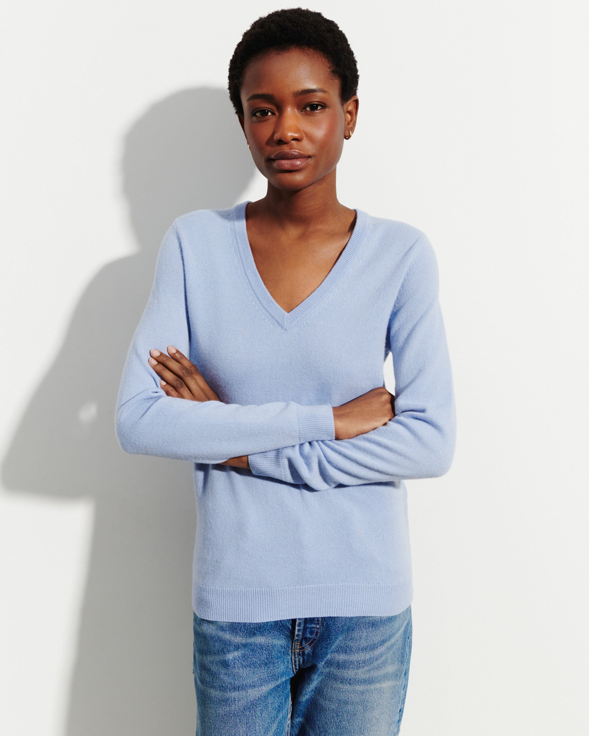 RECO110Pull Col V Classique - Bleu Rif