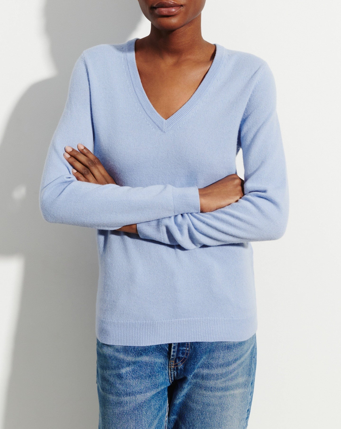 V-neck cashmere jumper - Rif Blue
