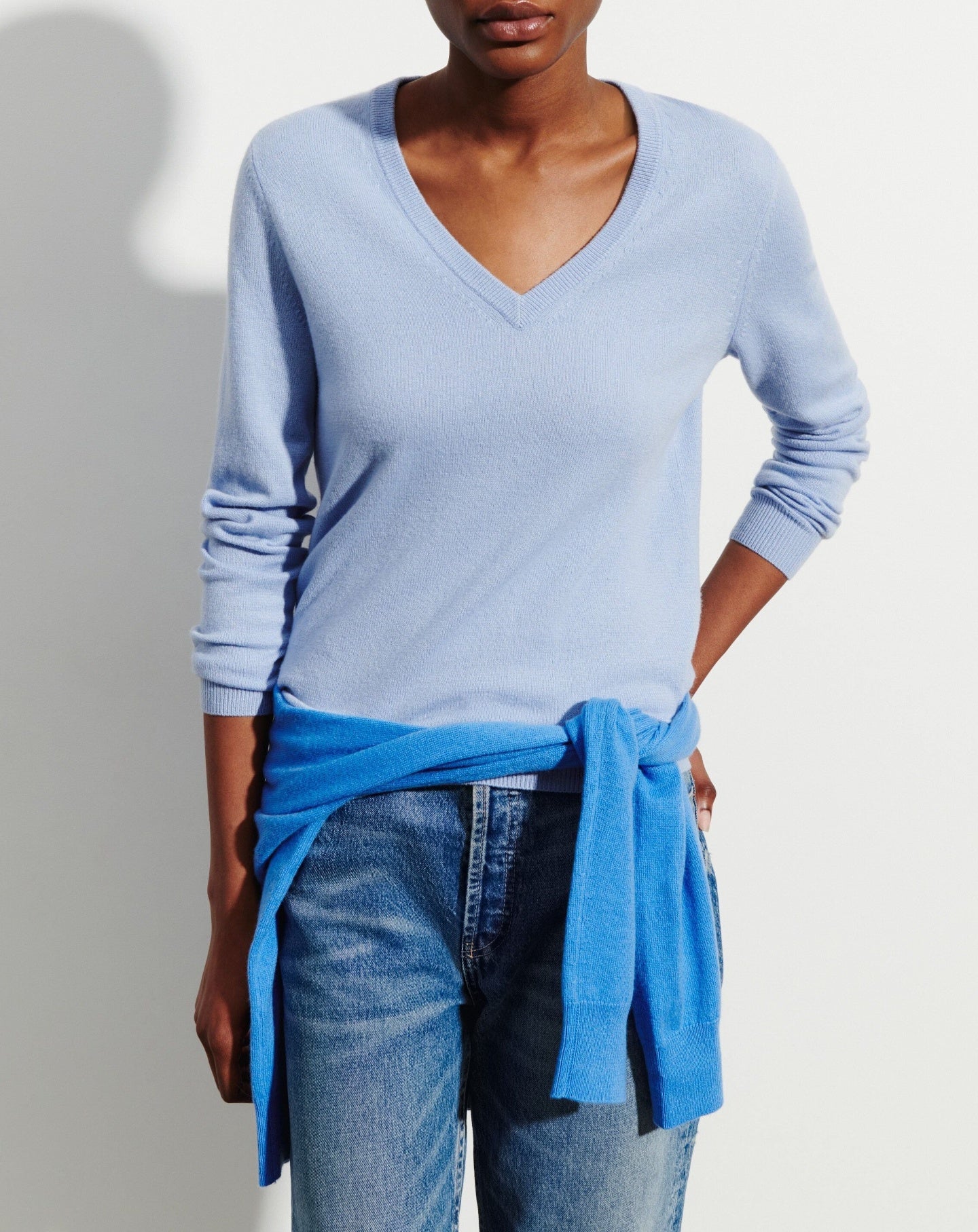 V-neck cashmere jumper - Rif Blue