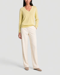 V-neck cashmere jumper - Buvard Yellow