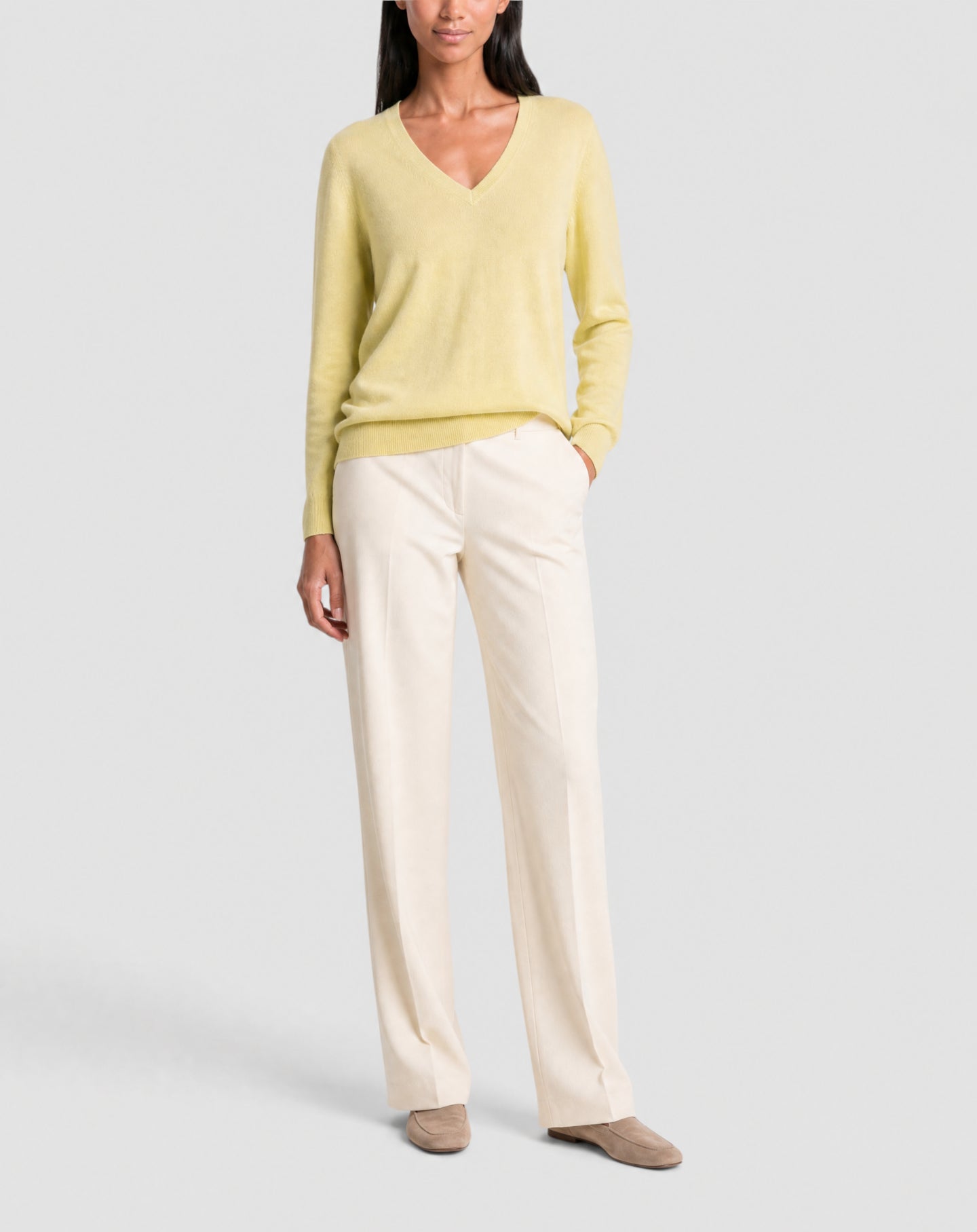 V-neck cashmere jumper - Buvard Yellow