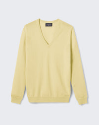 RECO110Pull Col V Classique - Jaune Buvard