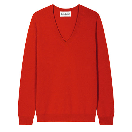 RECO110Pull Col V Classique - Rouge Gorge