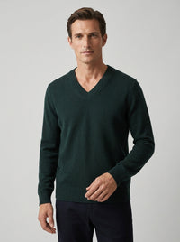 RECO110Pull Col V Classique - Vert Zurich