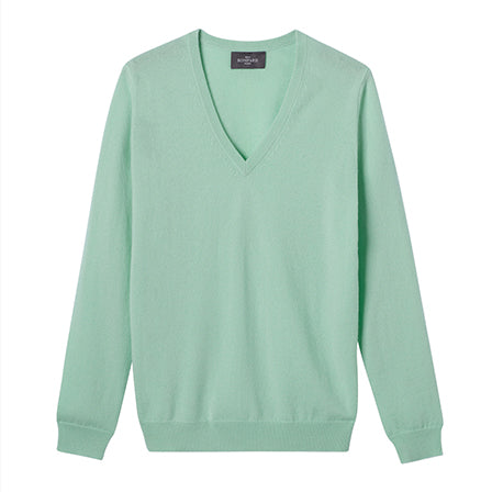 RECO110Pull Col V Classique - Menthe Au Lait