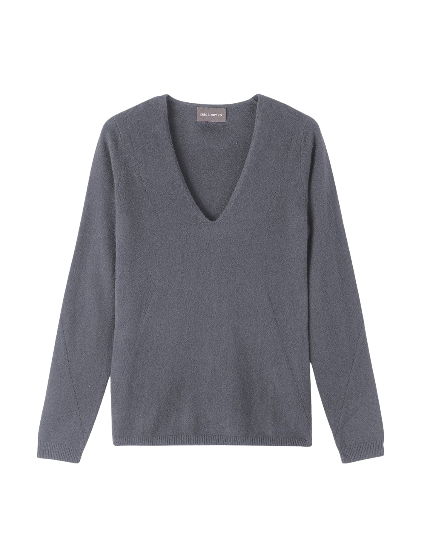Fitted V-neck jumper with a pointelle pattern in cashmere - Loup