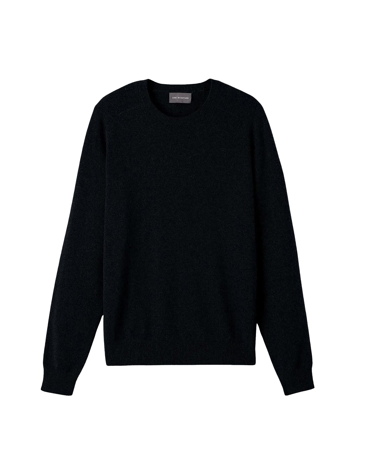 Fitted round-neck jumper with hammer sleeves in cashmere - Black
