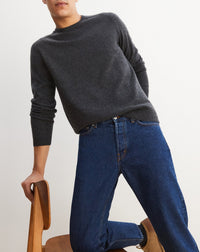 Fitted round-neck jumper with hammer sleeves in cashmere - Anthracite