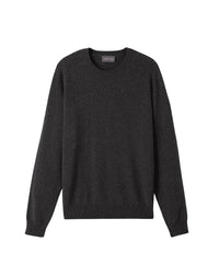 Fitted round-neck jumper with hammer sleeves in cashmere - Anthracite