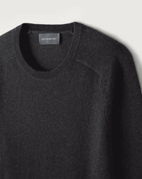 Fitted round-neck jumper with hammer sleeves in cashmere - Anthracite