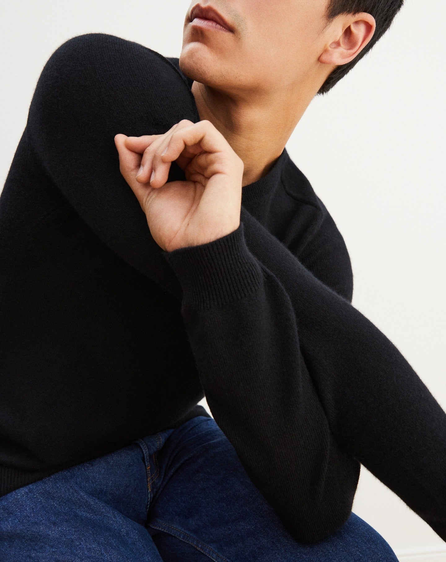 RECO110Pull V Ajusté Emmanchures Marteau - Noir