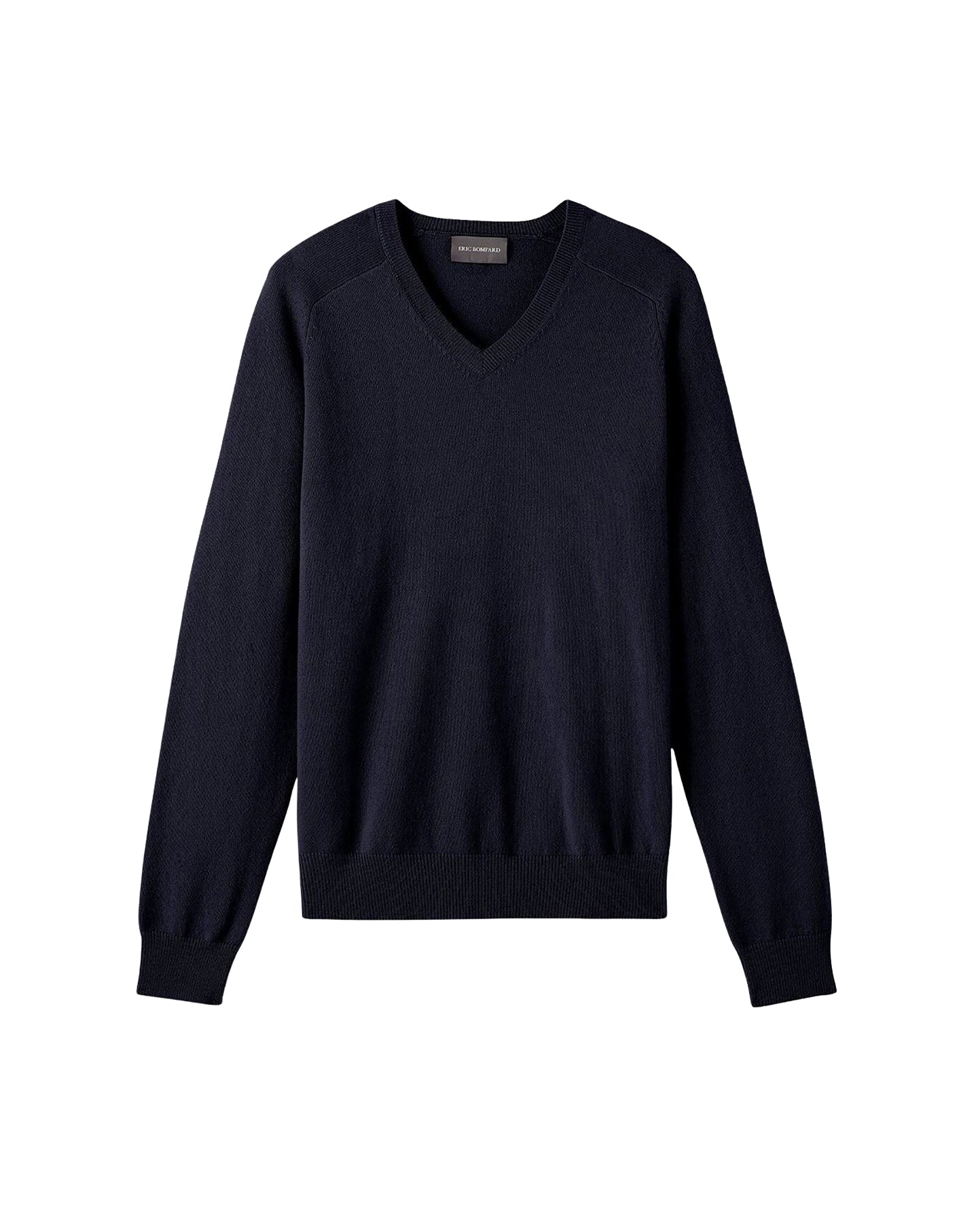 Fitted V-neck jumper with raglan sleeves in cashmere - Navy