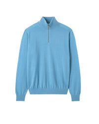 Cashmere jumper with a trucker collar - Aqua