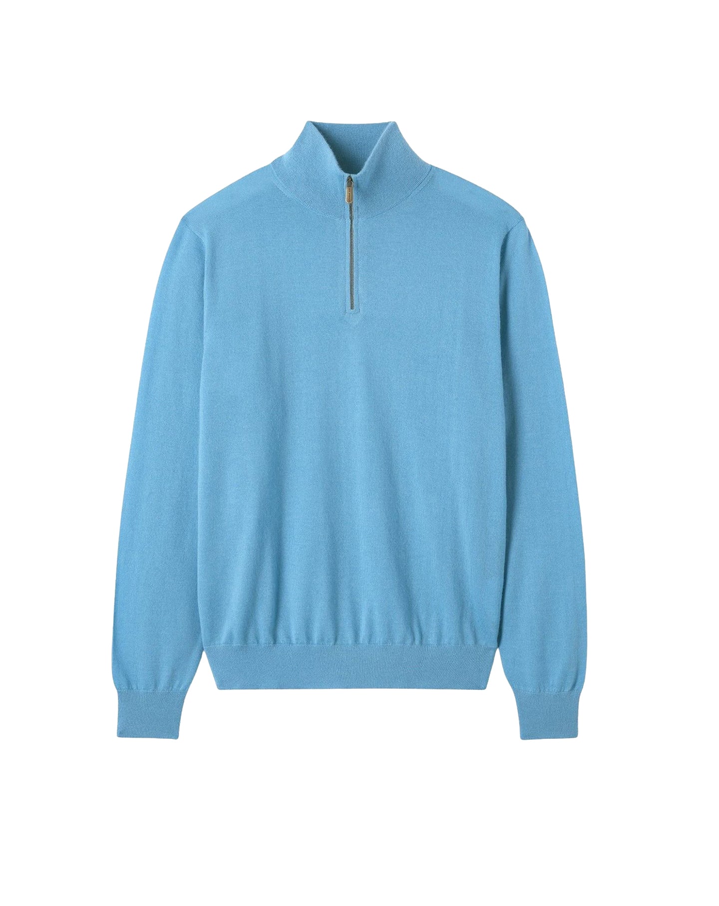 Cashmere jumper with a trucker collar - Aqua