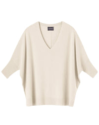 Oversized V-neck cashmere jumper - Natural