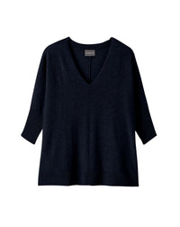 Oversized V-neck cashmere jumper - Navy