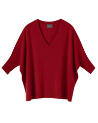 Oversized V-neck cashmere jumper - Cranberry Red