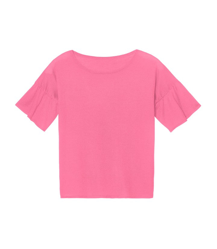 RECO70Ras De Cou Manches Volantees - Rose Daiquiri