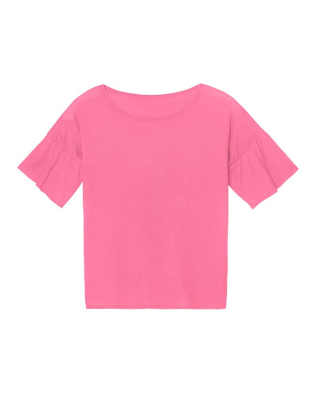 RECO70Ras De Cou Manches Volantees - Rose Daiquiri