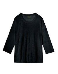 Pull col rond dentelle paisley en cachemire -  Noir