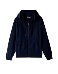 Sweat à capuche zippé casual en cachemire -  Marine