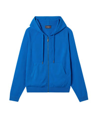 Sweat à capuche zippé casual en cachemire -  Bleu Brunnera