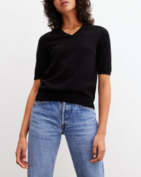 RECO75Pull V Manches Courtes Intemporel - Noir