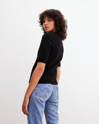 RECO75Pull V Manches Courtes Intemporel - Noir