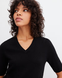 RECO75Pull V Manches Courtes Intemporel - Noir